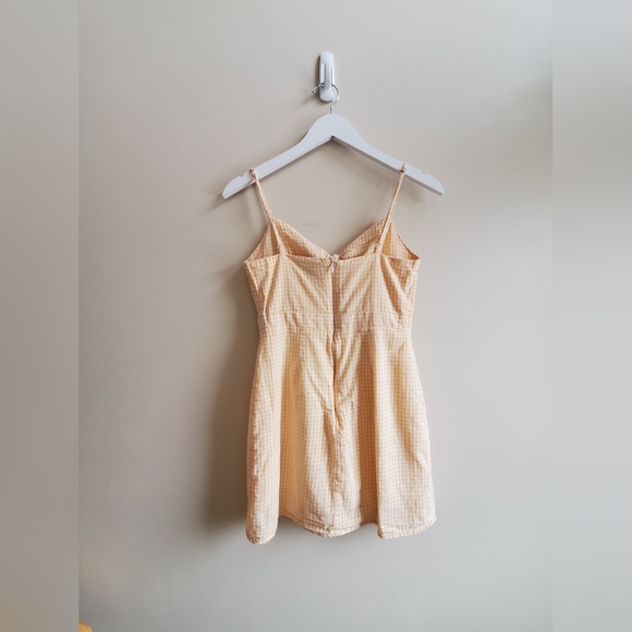 Lulus Yellow and White Gingham Mini Dress XSmall - Picture 3 of 8